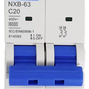 INT. TERMOMAGNÉTICO CHINT NXB-63, IN:20A, ICN:6KA, CURVA C, 2-POLOS