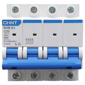 INT. TERMOMAGNÉTICO CHINT NXB-63, IN:20A, ICN:6KA, CURVA C, 4-POLOS
