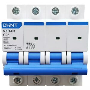 INT. TERMOMAGNÉTICO CHINT NXB-63, IN:25A, ICN:6KA, CURVA C, 4-POLOS